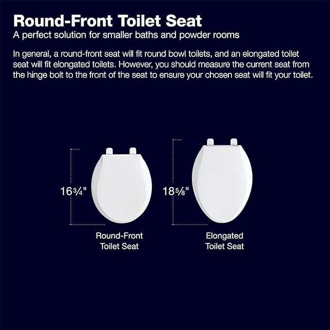 KOHLER 25876-0 Hyten 3" Height, Elevated Soft Close Round Toilet Seat, Contoured Seat with Grip-Tight Bumpers, Quick-Attach Hardware, White (Pack of 2)