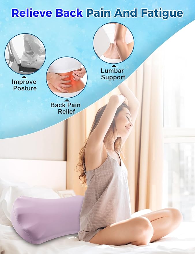 Fledano Lumbar Support Pillow for Bed – Floor Pillows & Cushions - Memory Foam Lower Back Pain Relief Pillow for Sleeping, Ergonomic Lumbar Pillow for Side & Back Sleepers, Sciatica & Hip Pain Relief