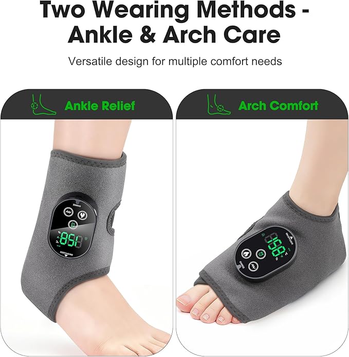 Cordless Ankle Massager for Pain Relief, Foot Massager for Neuropathy, Foot and Ankle Massager, Ankle Heating Pad with Massage,HSA Eligible FSA, 6 Heat Levels, 3 Vibration Modes, Single One