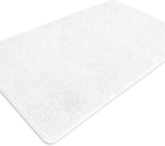 Bathroom Rugs 36 x 60 Inch – Extra Large Bath Mat | Absorbent and Washable Thick Chenille Bath Rugs Non-Slip Runner Rug for Bathroom, Shower, Tub(White)