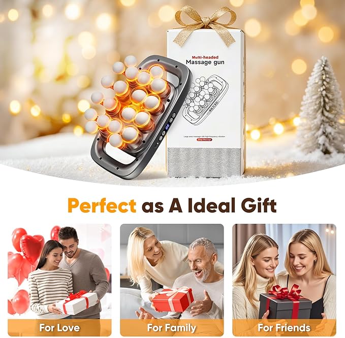 20-Head Massage Gun, Deep Tissue Percussion Massager with 30 Speeds & 3 Modes, 110lb Force, Ultra-Quiet 35dB, 2600mAh Battery, Type-C Fast Charging, 6H Use, Full Body Muscle Relaxation