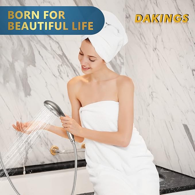 6 Spray Modes High Pressure Handheld Showerhead Set Upgraded 5 Inches Shower Head with Handheld Spray Brushed Nickel Handheld Shower Head 60 Inches Stainless Steel Hose-1-Min Install