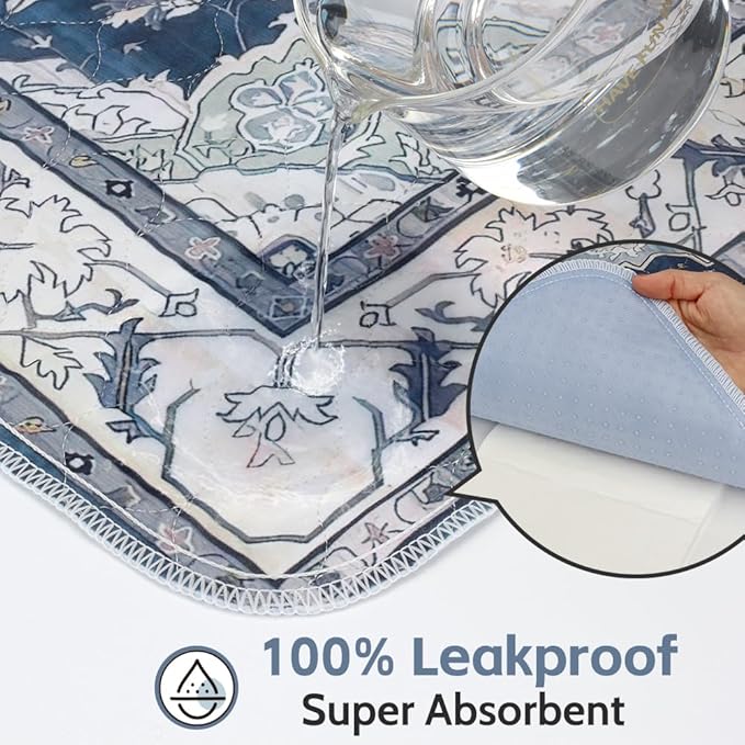 Washable Pee Pads for Dogs 2 Pack Reusable Puppy Training Pads 24"x18" Super Absorbent Waterproof Dog Training Pads, Non-Slip Potty Pads Whelping Pads Litter Mat Pet Supplies - Navy/Mix