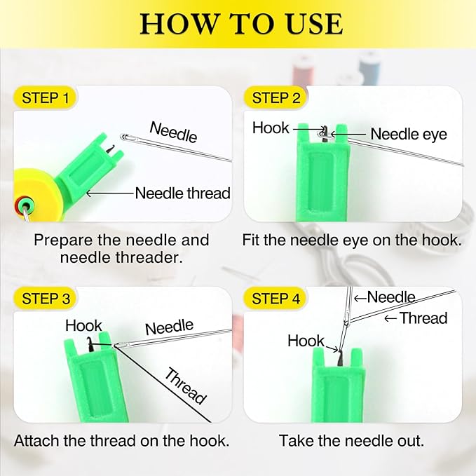 Automatic Needle Threader – 6 PCS Sewing Machine & Hand Sewing Threading Tools, Lightweight Plastic Needle Threading Device