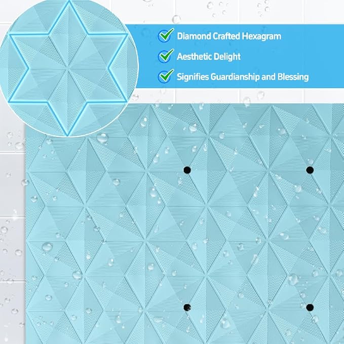 WRISIN Non Slip Bathtub Mat for Bath Tub Shower Safety - Natural Rubber Mat with Suction Cups ＆ Drain Holes - BPA/PVC Free Large Bathroom Mat - Machine Washable - Unique Diamond Pattern - 17 × 35 Inch