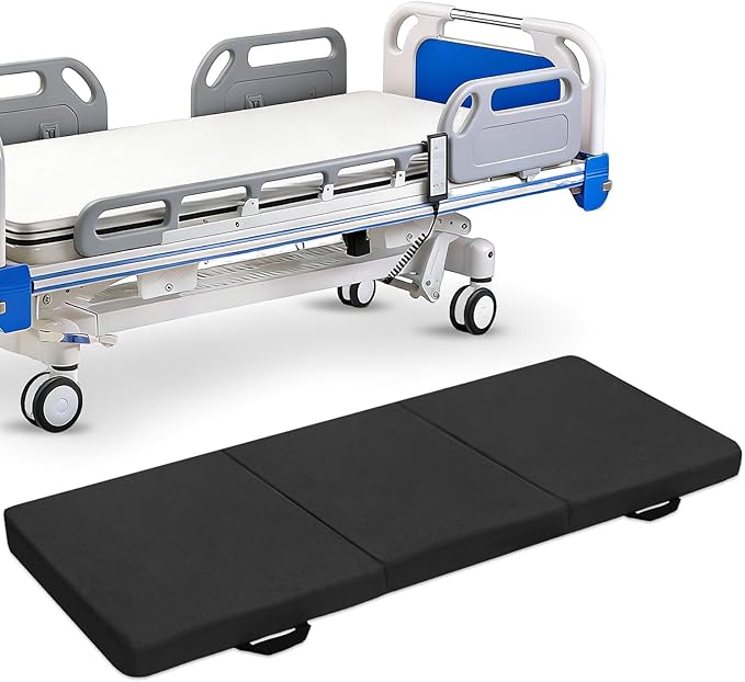 JZHLLA Foldable Fall Protection Mat for Elderly Blue Waterproof Non Slip Floor Mats with High-Resilience Foam 72 * 24 * 2 Inch Bedside Floor Mats for Elderly, Handicap, Senior(Black)