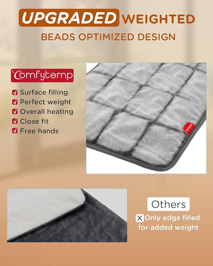 Comfytemp Weighted Heating Pad for Back & Period, FSA Eligible Electric Heat Pad, Birthday Gifts for Women Men Mom Dad & Mother Day Gift, 2.2 lb HSA Neck Shoulder Heated Pad, 2H Auto-Off, 12x24, Gray