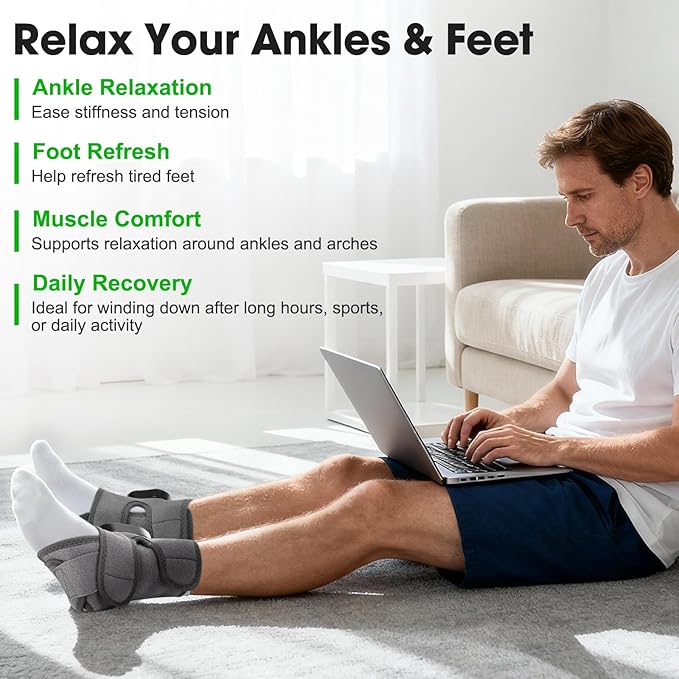 2PCS Cordless Ankle Massager for Pain Relief, Feet Massager, Foot Massager for Neuropathy, Ankle Heating Pad, Foot Heating Pad, Ankle Foot Massager, Grey