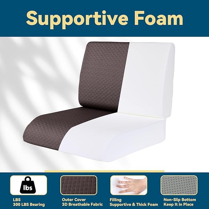 HOMBYS Extra Thick Recliner Chair Cushion with Lumbar Support Pillow for Elderly, 4.5" High Density Foam Seat Cushion, Breathable Fabric, 20"x20" Extra Large & Non-Slip for Recliner, Office,Coffee