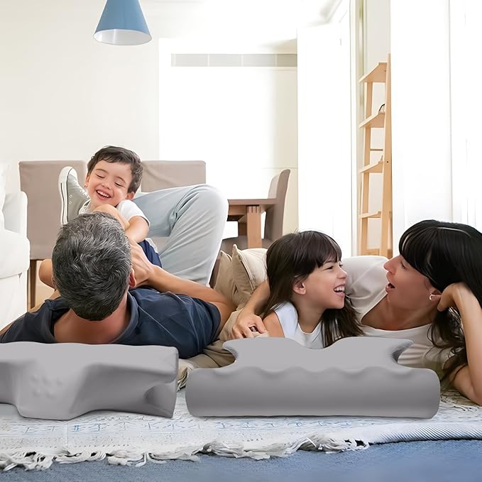 Cervical Pillow for Neck Pain Relief, Cooling Contour Memory Foam Pillows Support Odorless Ergonomic Neck Pillow Adjustable Orthopedic Bed Pillow for Side Back Stomach Sleeper with Pillowcase,Grey