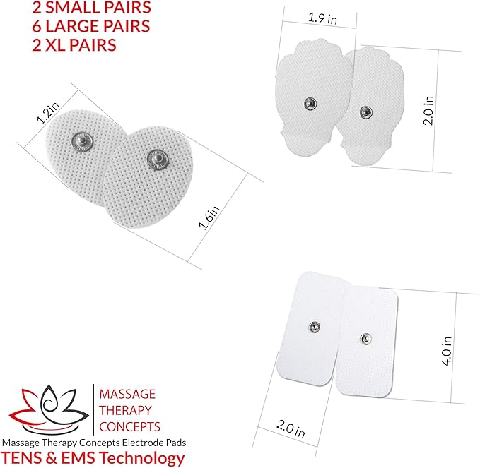 TENS Unit Pads - Premium Quality Snap Replacement Electrodes for TENS and EMS Electrotherapy - Self Adhesive Reusable Patches up to 30 Times (20 Pads) Combo (S, L, XL)