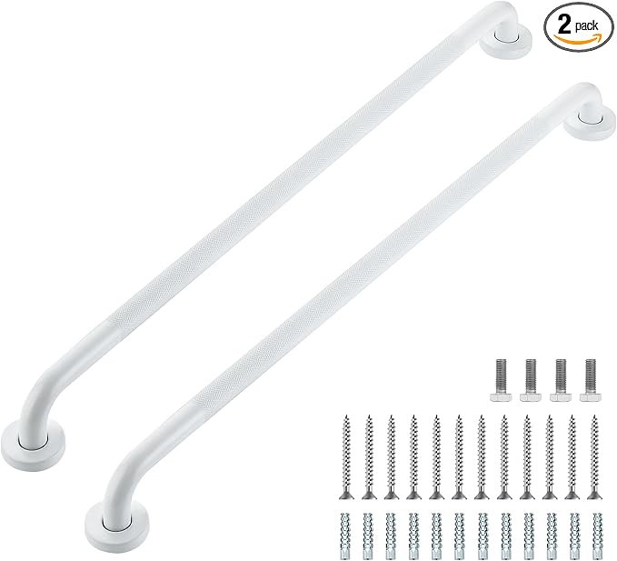 Grab Bars for Shower, 2 Pack 32-Inch Anti Slip Shower Handles for Elderly, Safety Shower Grab Bar, Stainless Steel Handicap Grab Bars for Bathroom (White 1" Diameter)