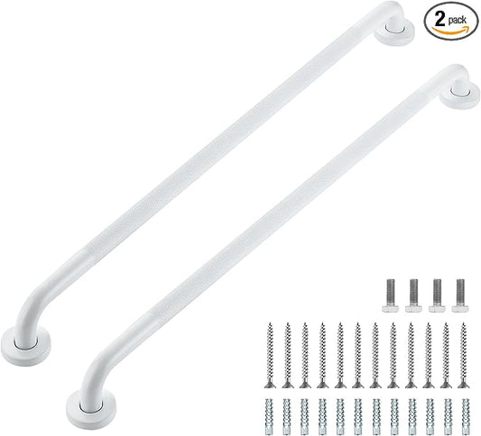 Grab Bars for Shower, 2 Pack 32-Inch Anti Slip Shower Handles for Elderly, Safety Shower Grab Bar, Stainless Steel Handicap Grab Bars for Bathroom (White 1" Diameter)