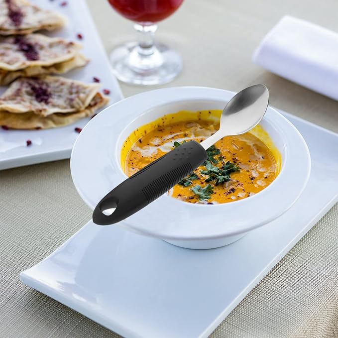 Healifty Anti-Shake Tableware Set for Elderly with Disabilities Non-Slip Adaptive Utensils Including Stainless Steel Fork Knife and Spoon Weighted Silverware for Hand Tremors and Daily Living Aid