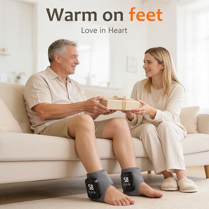 Foot Renew Triple Method Massager 2 Pcs 2026, 3 in 1 Foot Massager for Neuropathy with 3 Vibration Modes & 3 Heat Levels, Cordless & Portable Foot and Ankle Pad for Home/Office/Travel Use, Gray