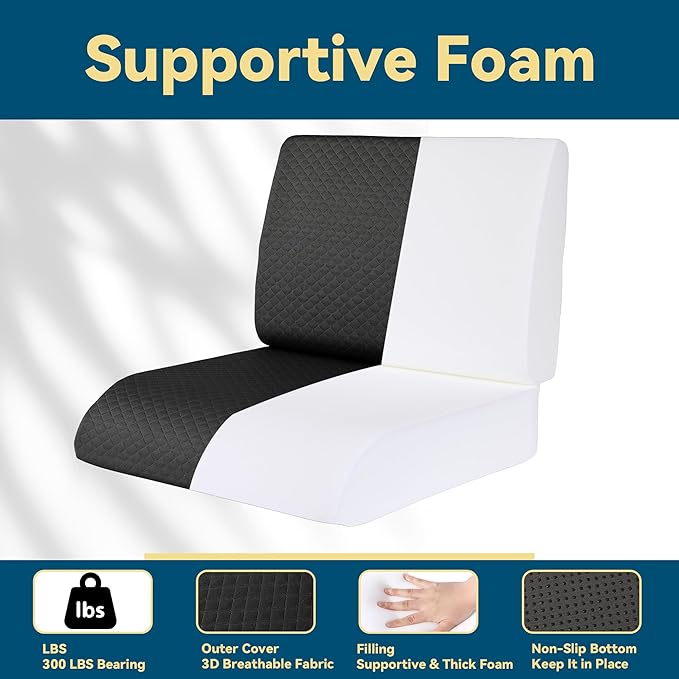 HOMBYS Extra Thick Recliner Chair Cushion with Lumbar Support Pillow for Elderly, 4.5" High Density Foam Seat Cushion, Breathable Fabric, 20"x20" Extra Large & Non-Slip for Recliner, Office, Black