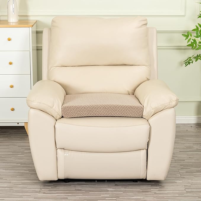 Recliner Cushions for Long Sitting Foam Seat Cushion Soft Tufted Layer for Elderly Seniors, Recliner Chair, Floor Pillow, Office Chair, Car, No Pressure on Thighs, 20X20X3 Inch - Knitted Khaki