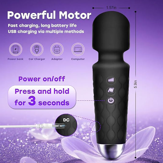 SGWGSMD] Mini Multi-Frequency Massager Portable Wireless Shoulder, Neck & Back Massager - Relieves Fatigue - Rechargeable Long Battery Life - Ideal for Office, Home, Fitness & Recovery - Pale Black