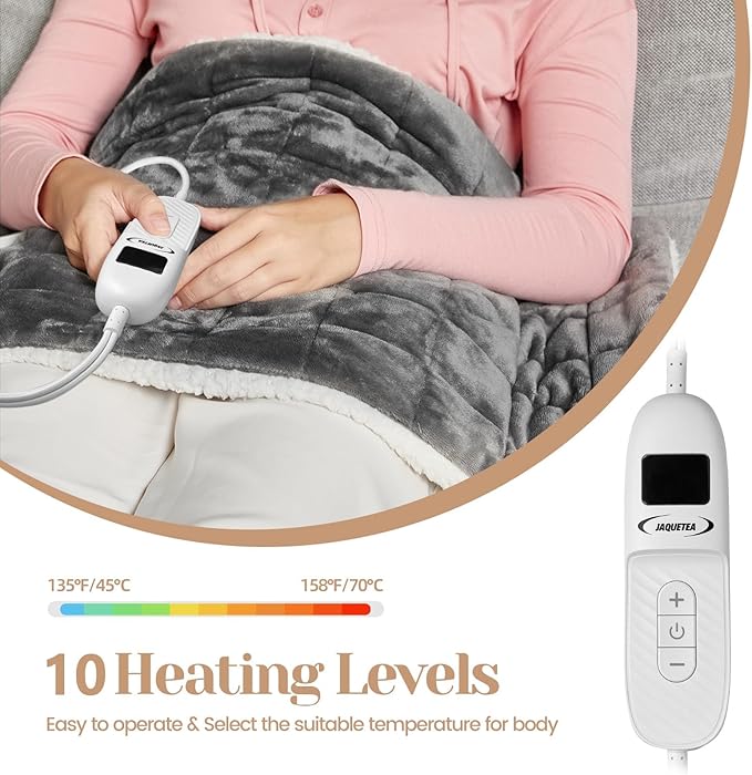 Weighted Heating Pad for Period Cramps and Back Pain, XL Heating pad 17"x33",Electric Heating Pad for Shoulder, 4.9LB Heated pad with 4 Heating Levels, Dorm Room Essentials,Machine Washable