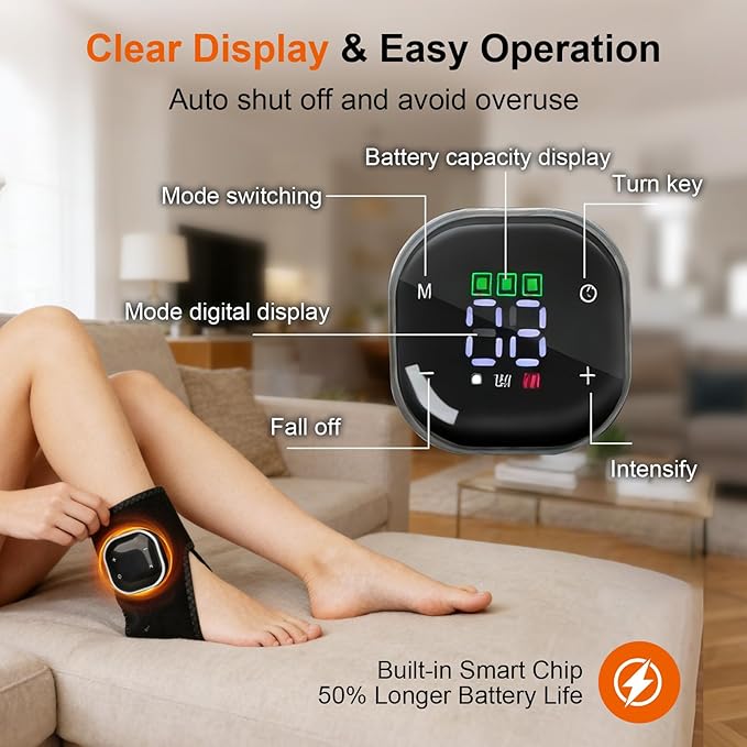 2 Pcs Foot Massager for Neuropathy, Foot Renew & Relax, Portable Cordless Ankle Heating Pads for Home, Travel, Office, Triple Method Massager & 5 Heat Levels, USB Charging