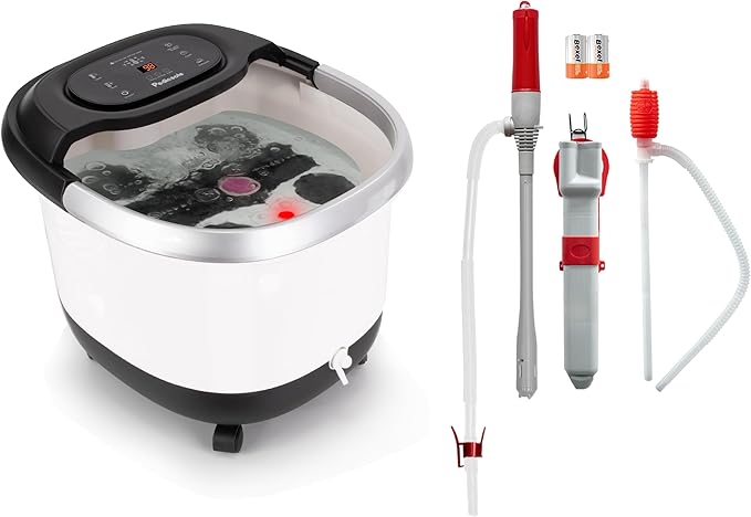 Luxury All in One Foot Spa & Pump - Motorized and Heated Massager - Enjoy The Same Foot Spa at Home Heat, Bubble Jets, Pedicure Stone, Motorized Massage Roller to Relieve Feet Stress