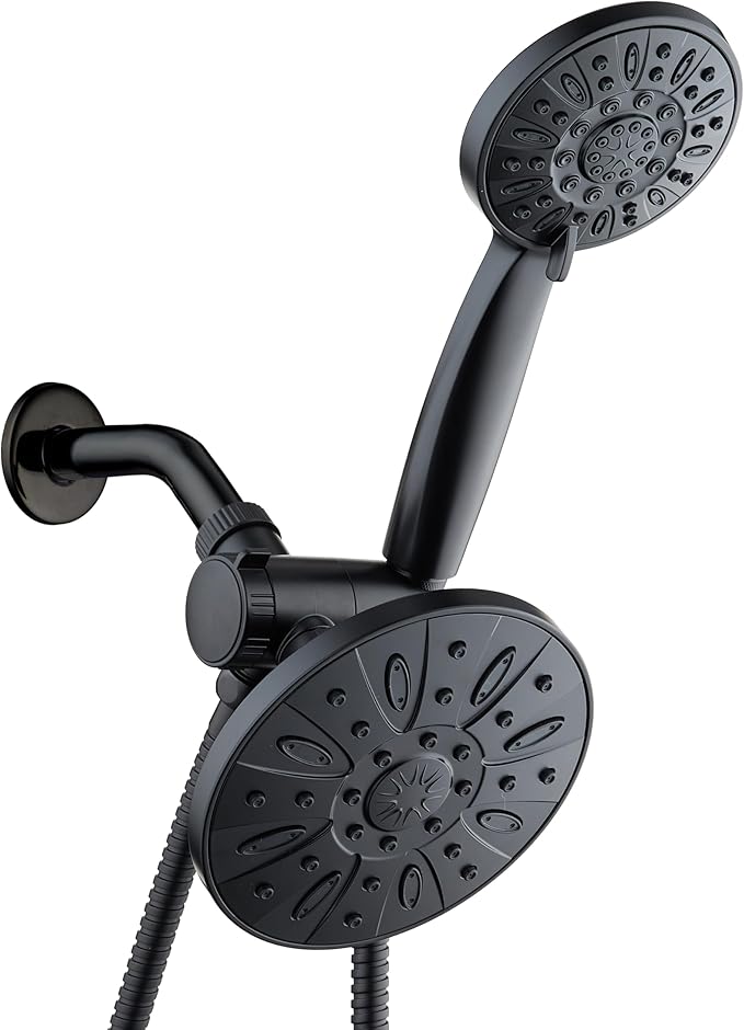 AquaDance Premium High Pressure 3-Way Rainfall Combo Combines The Best of Both Worlds-Enjoy Luxurious Rain Showerhead and 6-Setting Hand Held Shower Separately or Together, Matte Black