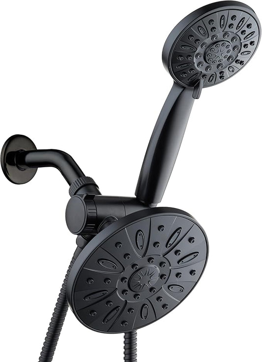 AquaDance Premium High Pressure 3-Way Rainfall Combo Combines The Best of Both Worlds-Enjoy Luxurious Rain Showerhead and 6-Setting Hand Held Shower Separately or Together, Matte Black