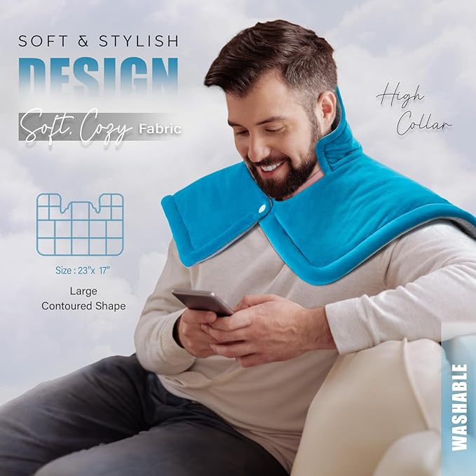 Mothers Day Gifts for Mom Her, Weighted Neck & Shoulder Heating Pad for Pain Relief | Father’s Day Gift for Dad Husband from Daughter Son Wife | 6 Heat Settings, 2H Auto‑Off | Home & Office Use