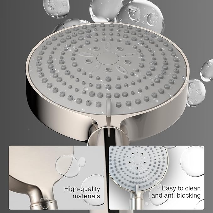 OFFO Handheld Shower Head with Filter, 20 Stage Shower Head with Filters for Hard Water, 6 Modes High Pressure Shower Head to Remove Chlorine, Brushed Nickel