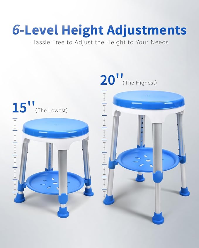 Sangohe Shower Chair for Inside Shower, 360 Swivel Shower Stool, Height Adjustable Shower Stool for Elderly and Disabled, 400 lbs Heavy Duty Shower Seat for Seniors, 797E