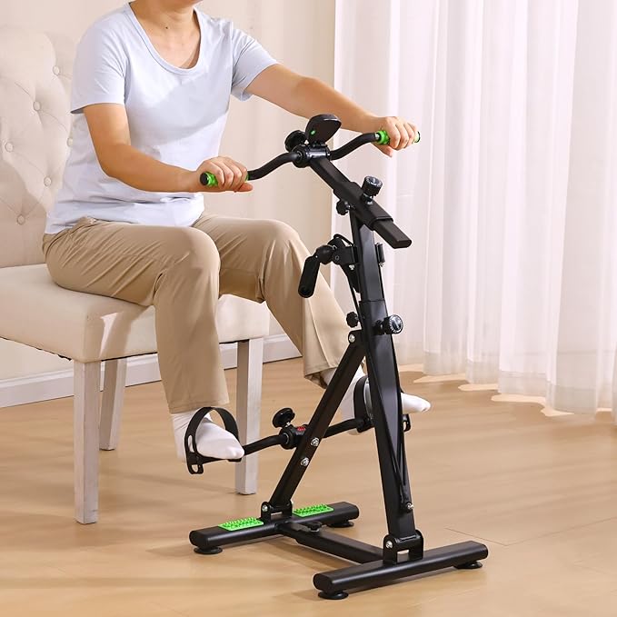 Pedal Exerciser Bike for Seniors, Arm Leg Hand and Knee Elderly Exercise Equipment, Sitting Home Exercise Machine for Total Body, Upper and Lower Limb Physical Therapy Trainer