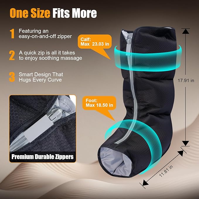 Leg Massager with Heat and Compression, Foot Massager for Circulation and Pain Relief, 3 Timers, 12 Intensity, 6 Modes,3 Heating with Knee Massager,Gifts for Man Woman,Black