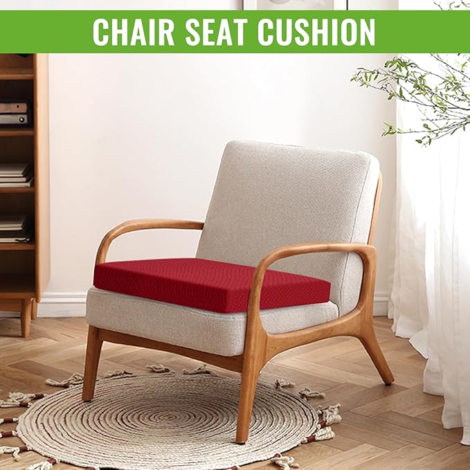 Recliner Cushions for Long Sitting Foam Seat Cushion Soft Tufted Layer for Elderly Seniors, Recliner Chair, Floor Pillow, Office Chair, Car, No Pressure on Thighs, 20X20X3 Inch - Knitted Wine