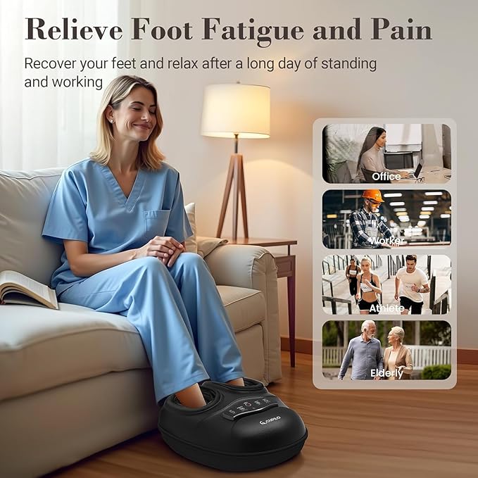 CuPiLo Shiatsu Foot Massager with Heat for Plantar Fasciitis Neuropathy, FSA Eligible HSA Approved Foot Massager Machine, Feet Massager for Foot Pains Relief, 5 Compression Levels, Gifts for Women Men