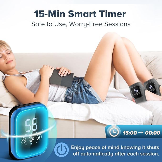 2 Pack Cordless Ankle Massager for Pain Relief, Ankle Heating Pad with Massage, HSA Eligible FSA, Foot Massager for Neuropathy, Heated Foot Massager, Foot Ankle Massager, Gray