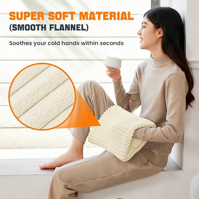 Electric Hand Warmer, Soft Flannel Heated Gloves, Hand Warmer Pouch, Heating Pad for Hands Pain Relief Fingers Arthritis for Women Men Elder Xmas Gifts, Auto Off & 3 Levels