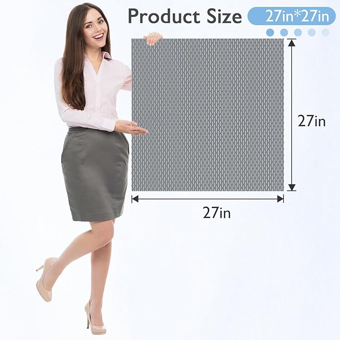 Extra Large Non-Slip Shower Mat, Fast-Dry PVC Bath Stall & Tub Mat, Drain-Hole Design,for Shower Stall Tub for Elderly/Kids，Non Slip Bathroom Safety Accessory，Gray 27"x27"