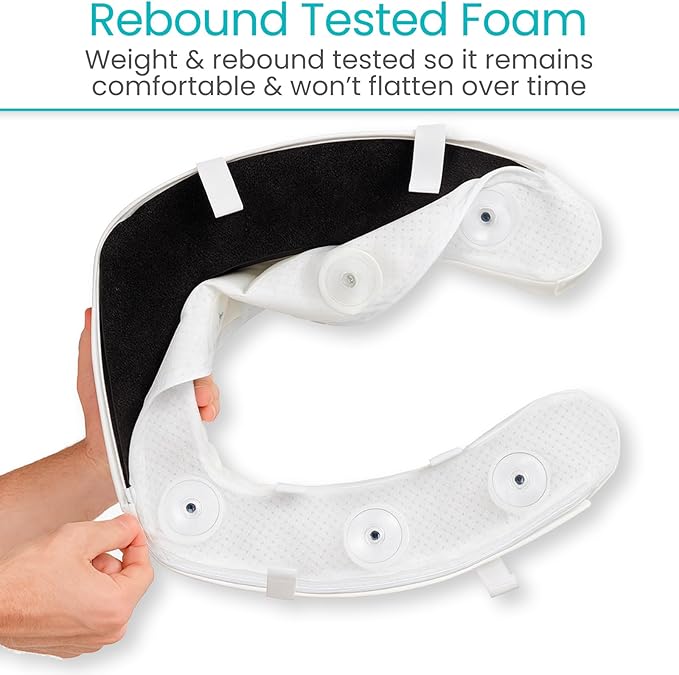 Vive Toilet Seat Cushion (Soft Cushioned Foam) - Easy Clean Soft Padded Bathroom Attachment - Elongated, Standard Seats - Comfort & Support Donut for Handicap Adults