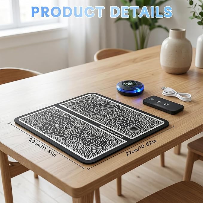 Foot Massager with Remote Control, Foot Stimulating Massage Mat Improves and Promotes Muscle Stimulator for Neuropathy & Recovery, 8 Modes 19 Levels, Foot Mat System for Pain Relief