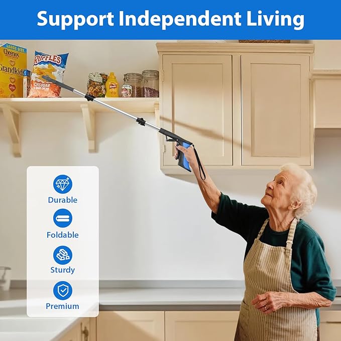 Grabber Reacher Tool 36 Inch, Foldable Grabber with Anti-Slip 360° Rotating Jaw, Magnetic Tip for Seniors, Heavy Duty Reacher Grabber Pickup Tool for Elderly After Surgery Recovery
