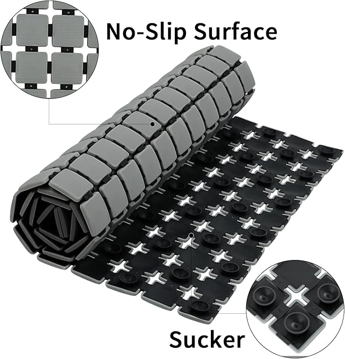BEMISO Shower Mat Non Slip Bathtub Mat with Suction Cups and Drain Holes Bath mat for tub 33.4 x 15.7 Inch Large Size