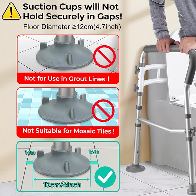 Toilet Safety Rails for Seniors, Adjustable Toilet Safety Frame Handles Fits Most Toilets, Mothers Day Gifts for Handicap and Disabled Seniors Elderly, Foldable, Safe Weight Capacity of 330 lbs(150KG)