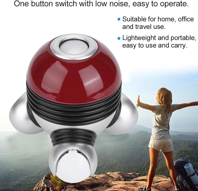 CDQL Mini Portable Hand Held Body Vibrating Massager Electric Full Body Massager with LED Light Battery Operated Vibration Massage for Hand Head Neck Back Legs Arms Pain Release (Red)