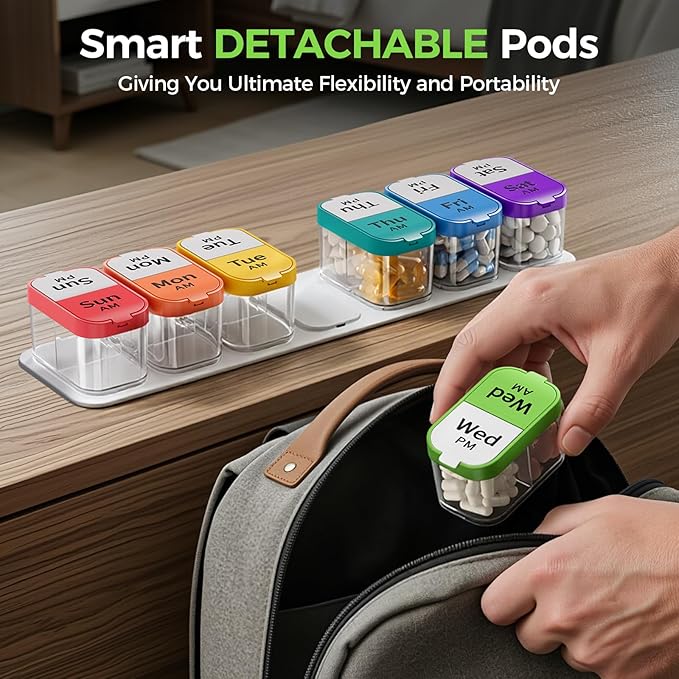 Daviky Extra Large Weekly Pill Organizer 2 Times a Day, XXL AM PM Pill Organizer 7 Day, Big Pill Case with Large Compartments, Daily Medicine Box to Hold Vitamin, Supplement and Medication