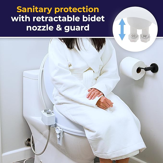 Drive Medical PreserveTech Raised Toilet Seat with Bidet (Ambient Water) Toilet Seat Riser, Elevated Toilet Seats for Seniors and Adults, Toilet Seat Bidet, Toilet Seat Elevator with Bidet Sprayer