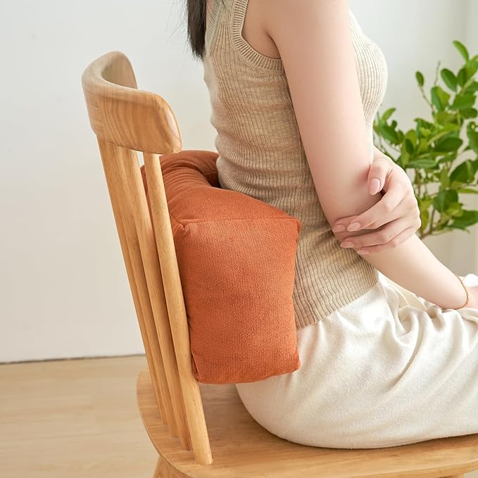 Lumbar Support Pillow Small Lower Back Pillow for Office Chair, Car Seat, and Desk Chair Ergonomic High-Elasticity Cushion for Pain Relief and Comfort on Sofa, Bed, or Travel (Orange)