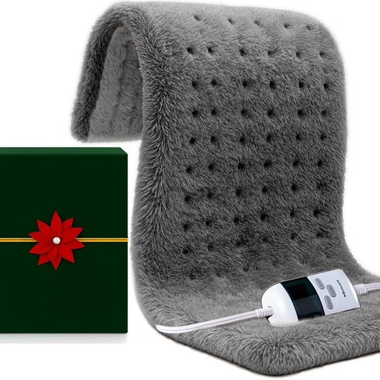 Boncare® Ultra Plush XXL Heating Pad for Neck and Shoulder and Back with Auto-Off, Stay-On Warmth Up to 18 Hours, 6 Heat Levels, 12.6 ft Cord for Bed Foot Warmer with Gift Box (Warm Pebble, 17"x33")
