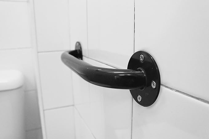 PEPE Mobility Grab Bars for Bathtubs and Showers 12 Inch (x2 Units) Shower Handle Toilet Handicap Elderly Senior Assist Bathroom Saft Handle Epoxy Steel, Black