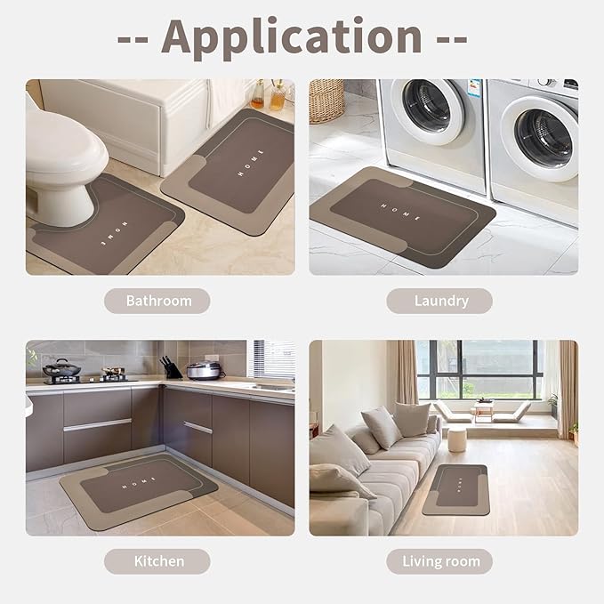 3PCS Absorbent Bath Mat Magic Rug Sets, Quick Drying Bath Mat Non-Slip Floor Rug Rubber Backed for Bathroom Kitchen Shower Sink (16.9''x23.6''+19.7''x23.6''+19.7''x31.9'', Brown)