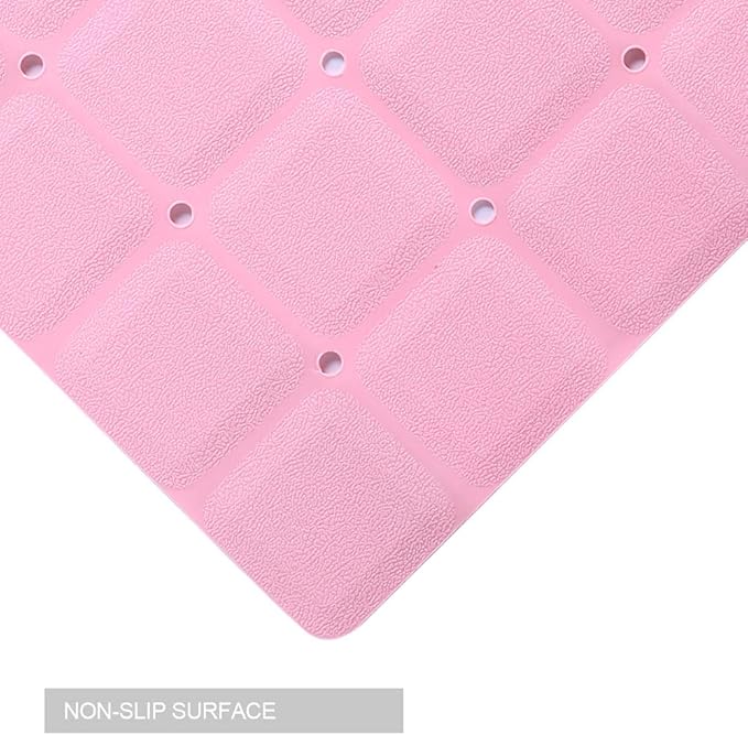 Webos Bathtub Mat Non Slip Soft Rubber Bathroom Bath No Suction Cups for Textured Tub Silicone Shower Bath Tub Mat(Pink, 28-inch x 14-inch)